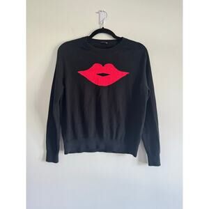 PS Paul Smith Lips Sweater Black Red Graphic Pullover Women’s XS Wool Blend